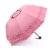 Lace Flower Double Layer Umbrellas Blue Lace Wedding Parasol Great Gift Girl Umbrella Women Sun Rain Princess Umbrellas