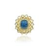 Moissanite Polki And Tanzanite Adjustable Ring Pure 925 Sterling Silver Gold Plated Jewelry