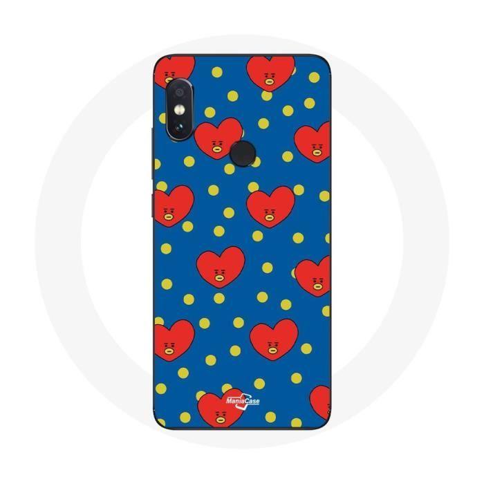 Case for Xiaomi Redmi Note 5 AI Dual Camera BTS Bangtan Boys BT21 TATA De V Blue Background