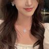French Lucky Clover Sea Blue Necklace Women's Light Luxury Flower Full Diamond Plated 18k Premium Clavicle Chain