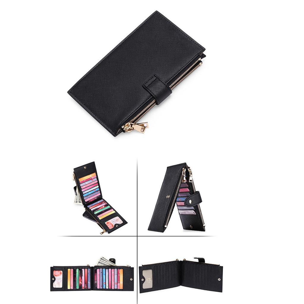 Женский держатель для карт, многофункциональный RFID-защита, двусторонний складной высококачественный карманный кошелек из искусственной кожи с крестообразным узором