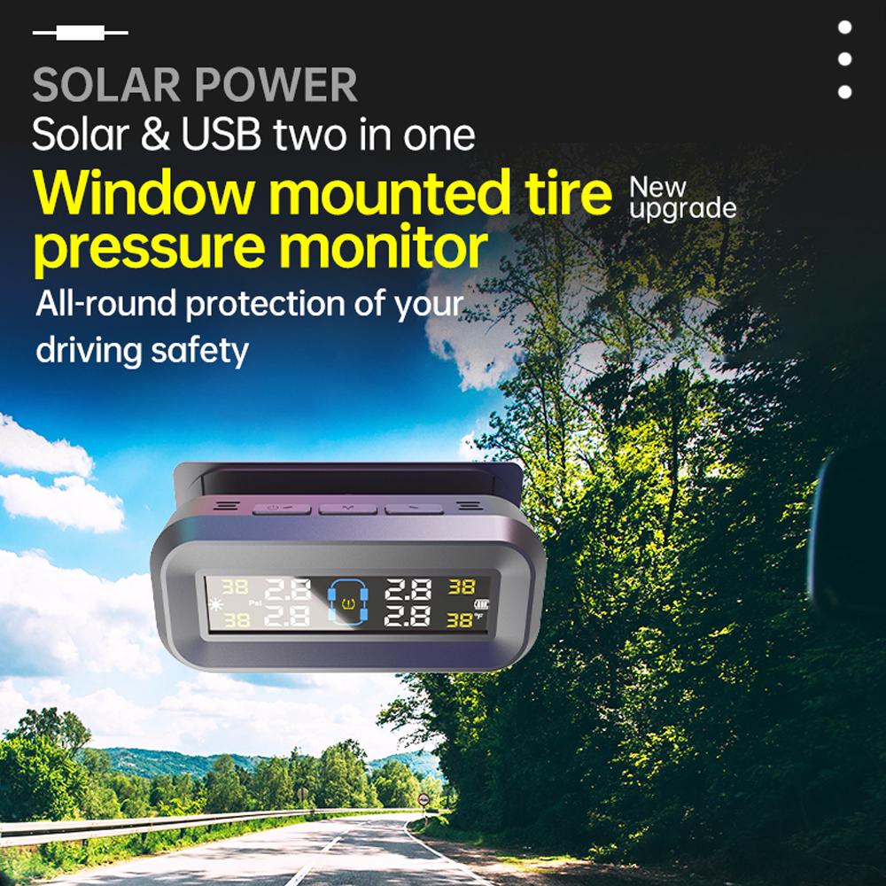 Солнечная TPMS Система контроля давления в шинах Предупреждение о температуре Экономия топлива с 4 внешними датчиками Монитор давления в шинах автомобиля