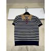 2026 Summer Polo: High-Quality Embroidered Small Logo Striped Knit Short Sleeve Versatile Top
