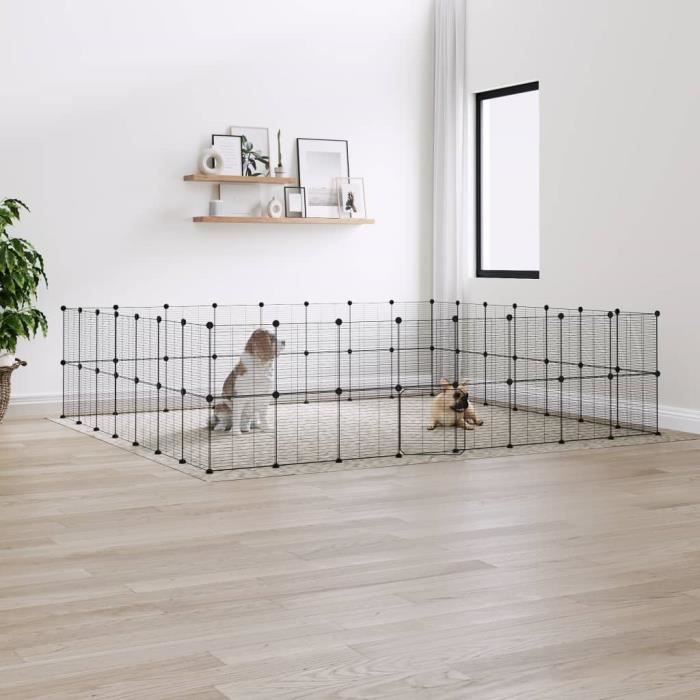 3114042 vidaXL Pet Cage with 60 Panels and Door Black 35x35 Cm