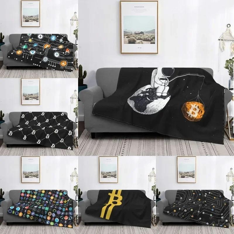 Астронавт Bitcoin Рыбалка Плед Мягкий Фланелевый Флис Теплый BTC Hodl Космический Криптовалютный Плед для Кровати Дивана Покрывала