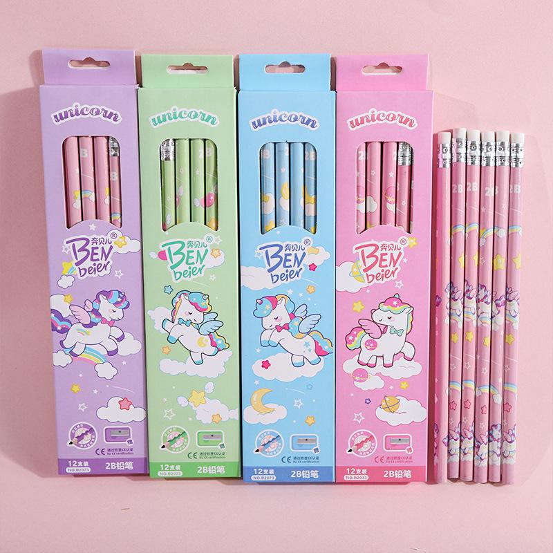 KPop 12PCS/Set Demon Hunters 2B Wooden Pencils Anime Series Pencil Stationery Writing Sketch Drawing Tools Gifts Office Supplies