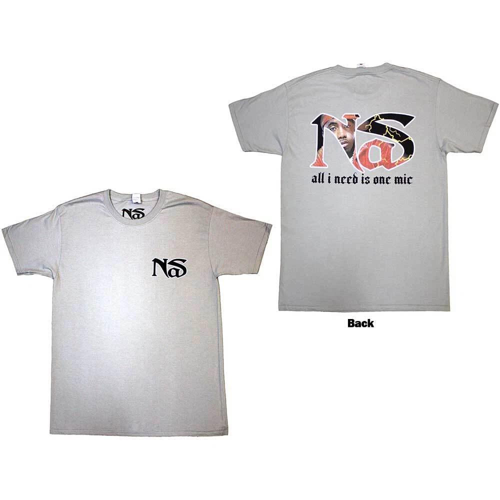 Nas Unisex T-Shirt: One Mic (Back Print) (XX-Large)