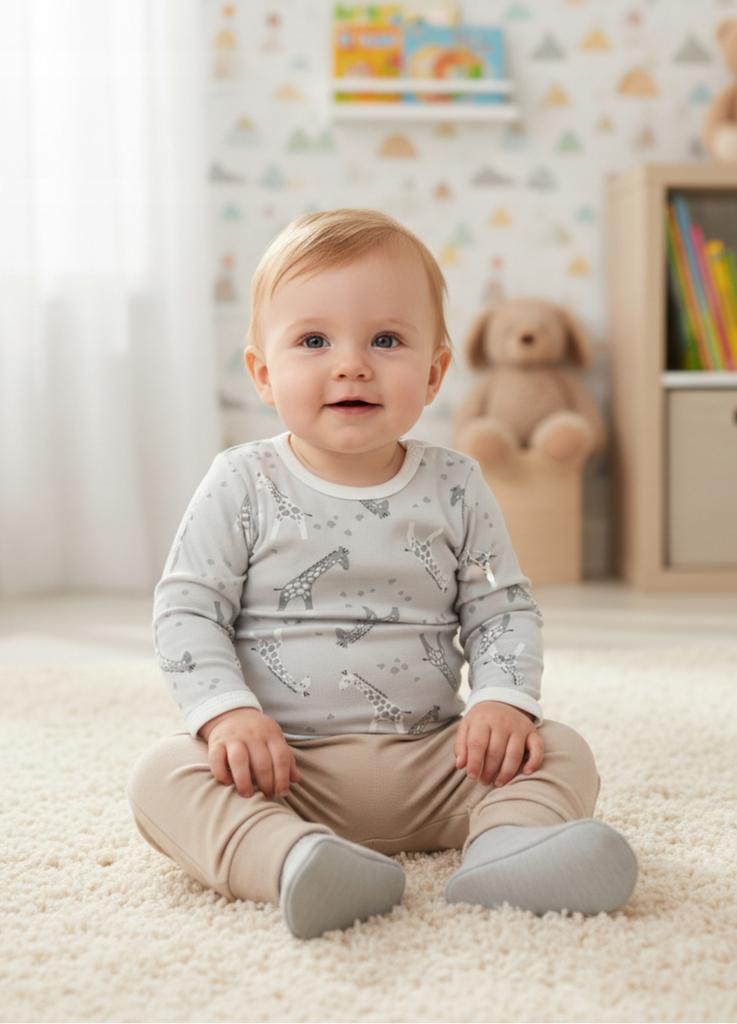 Baby Bodysuit 92 Long Sleeve Polish Manufacturer 100% Cotton Giraffes
