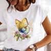 (Asian Size) Tee Top Lovely Butterfly Style Trend Short Sleeve T Shirt Women Clothing Casual Fashion Print Lady Female Graphic T-shirts