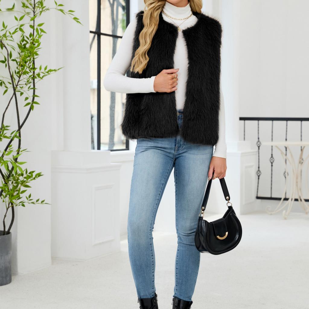 Модный женский жилет с V-образным вырезом, куртка без рукавов