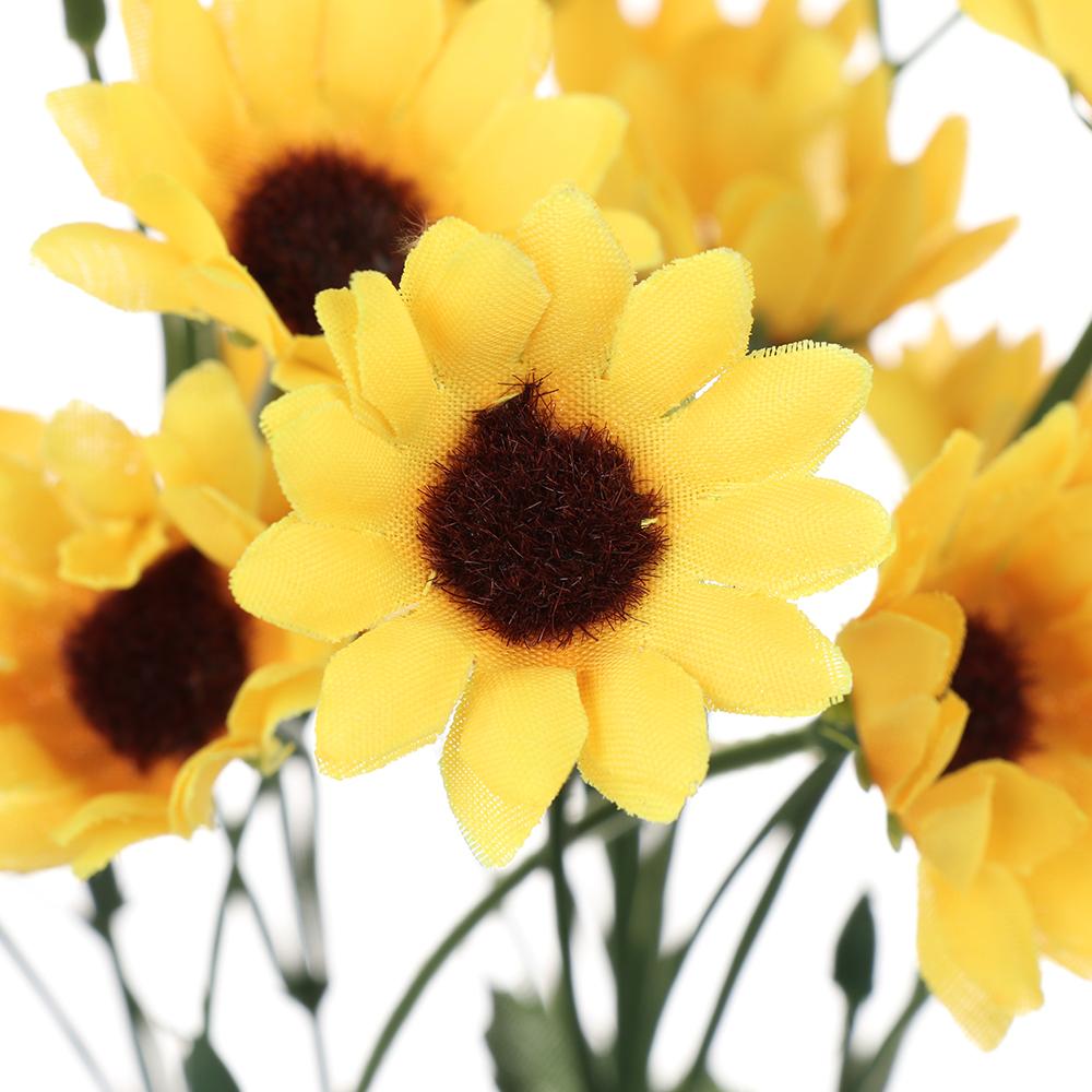 5/7/22 Heads Decorative Bright Yellow Real Touch Artificial Flower Fake Flores Bouquet Wedding Decoration Silk Sunflower