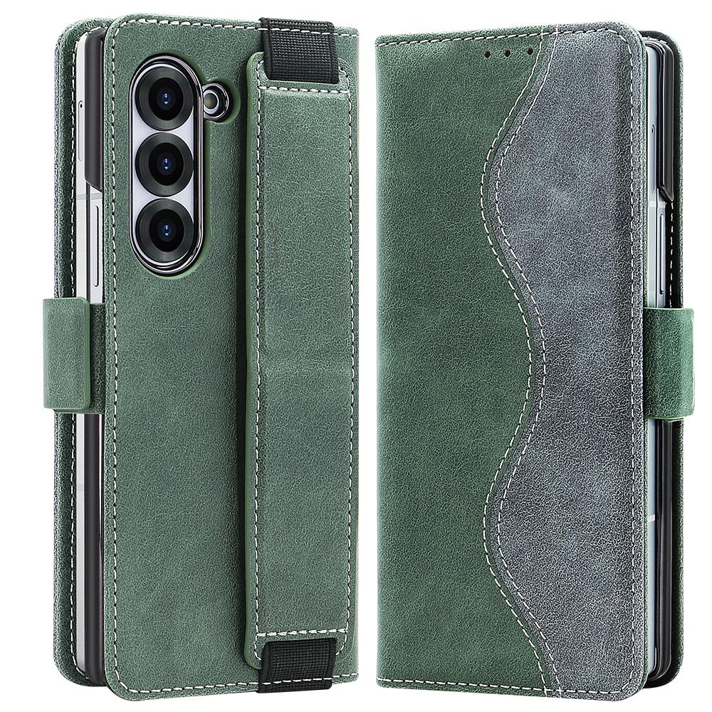 Роскошный кожаный кошелек-чехол с RFID для Samsung Galaxy Z Fold 7 Fold6 Fold5, гальванизированный корпус, ремешок на запястье, подставка, чехол-книжка