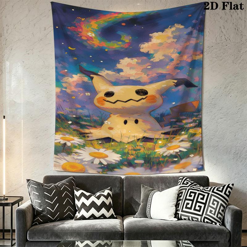 Mimikyu Star Wall Hanging Printed Fabric Blanket Decorative Tapestries for Bedroom Living Room Home Decor