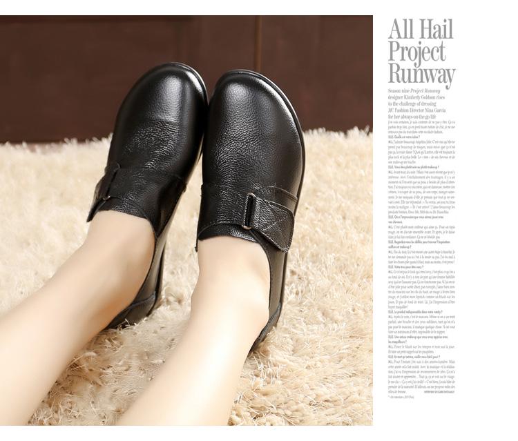 Женские нескользящие туфли на плоской подошве из натуральной кожи: Большие размеры, модели весна/осень/весна, для людей среднего возраста/пожилых людей, доступны теплые зимние варианты.