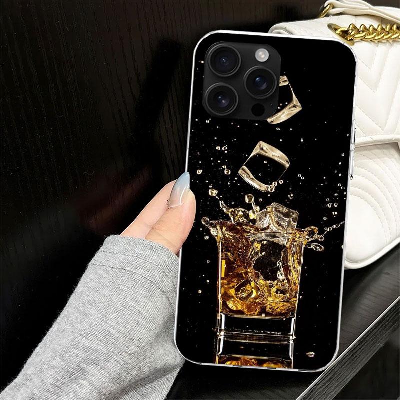 Кейс для iPhone 17 Air 16 16E 15 14 11 Pro Max с рисунком "Сигара Виски Лед" Мягкая Защитная Крышка для Телефона 12 13 Mini 7 SE 2020 8 Силикон Черный Ca