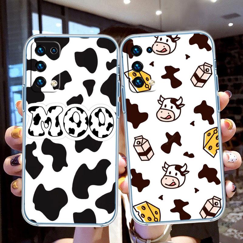 IK20 Cartoon Art Cow Transparent Phone Case for Motorola Moto Edge 20 30 40 50 S30 Fusion Ultra Pro Neo Lite + G200 G23