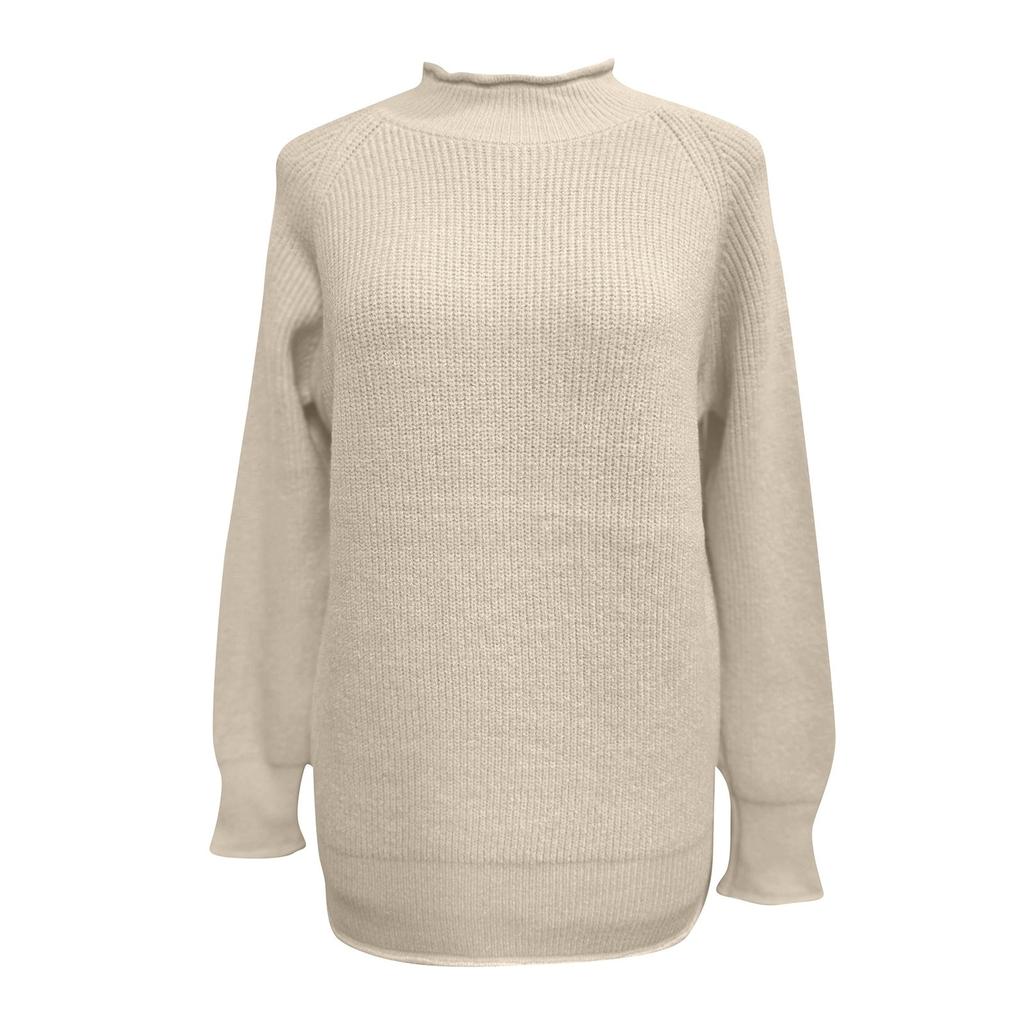 Женский модный круглый вырез однотонный вязаный свитер топ пуловер повседневный свитер