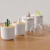 1pc Creative Toothpick Holder Plastic Cotton Swab Holder with Cute Mini Cactus Trees Rabbit Table Accessories Home Decor