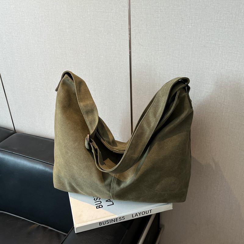 Большая холщовая сумка через плечо Студенческая Простая Ретро Внутренний карман Школьные дорожные сумки