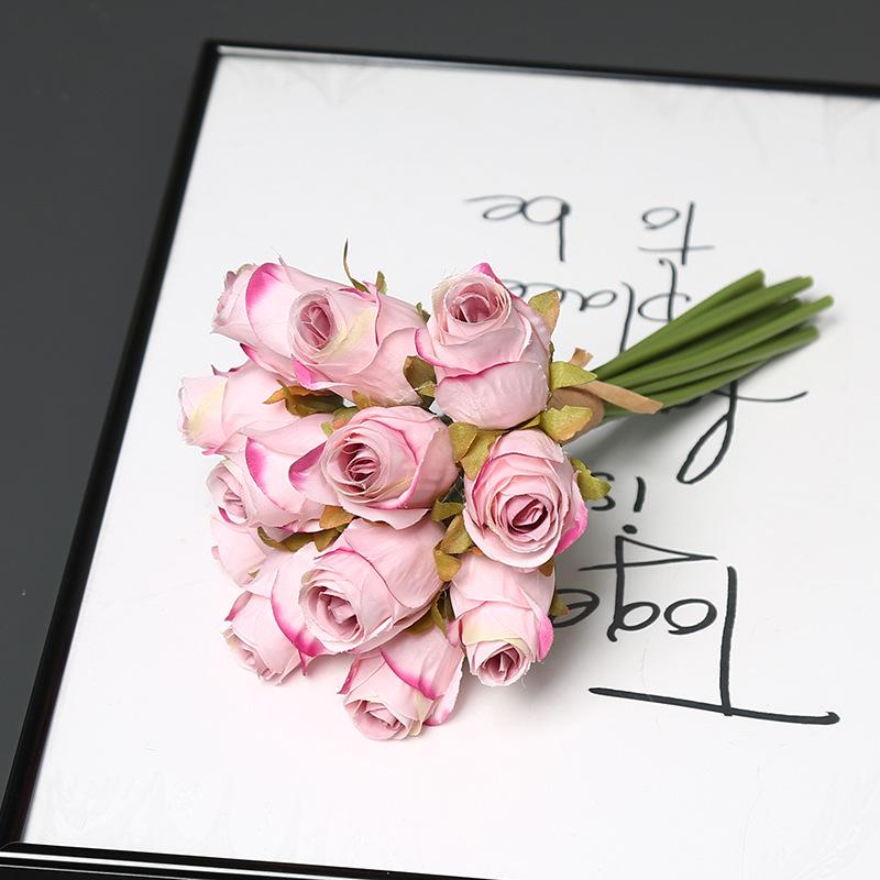 Artificial 12-Head Rose Bouquet for Bridal, Valentine's, Home Decor, Table Centerpiece, or Photography Props.