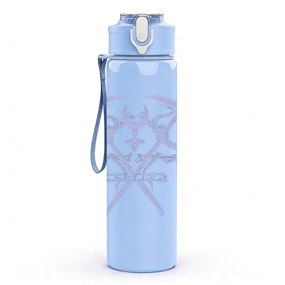 1PC Demon Horn Minimalist Line Art Print 750ml Portable Sports Water Bottle Leakproof Gym Outdoor Travel Drink Cup