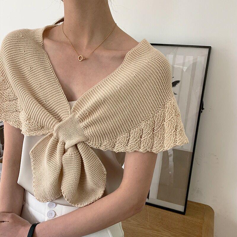 Women's Sweet Crochet Lace Tassels Knit Wide Collar Cape Shawl