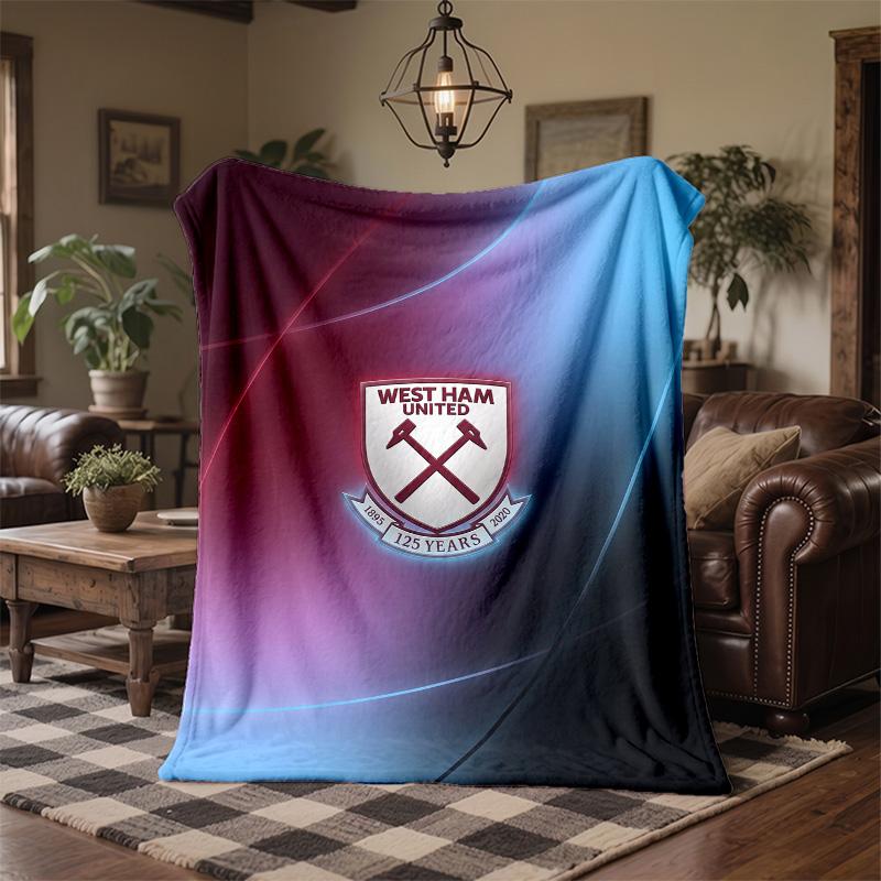 West Ham United Football Print Flannel Blanket Soft Warm Sofa Bed Throw Blanket For Home Office Bedroom
