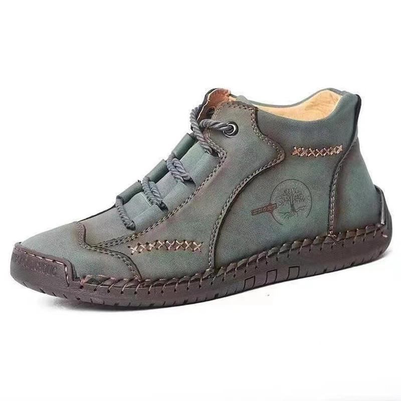 Модные мужские кожаные ботинки 2024 года, уличные ботинки на плоской подошве, мужская повседневная обувь, походная обувь из коровьей кожи, противоскользящая износостойкая обувь для осени и зимы