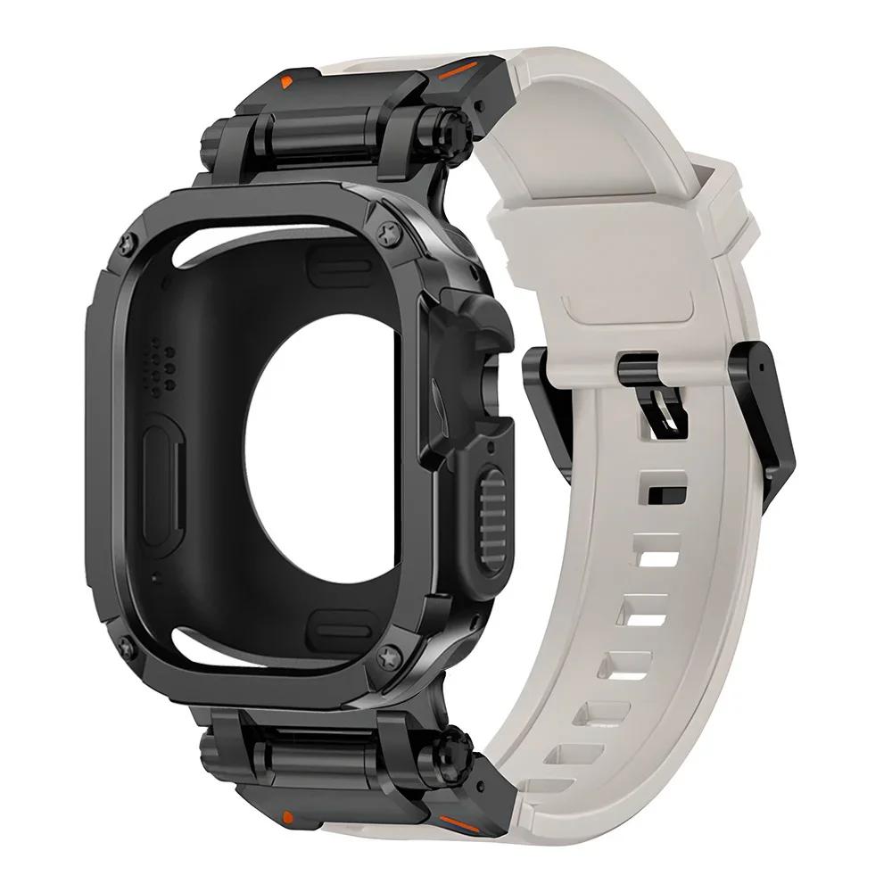 Силиконовый ремешок + чехол из ТПУ для Apple Watch Ultra2 10 46 мм 49 мм 44 мм 45 мм, защитный чехол-браслет для IWatch Series 9 8 7 6 SE