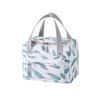 Lunch Bag Handheld Portable Large Capacity Thickened Warm Keeping Aluminum Film for Picnic White Leaves