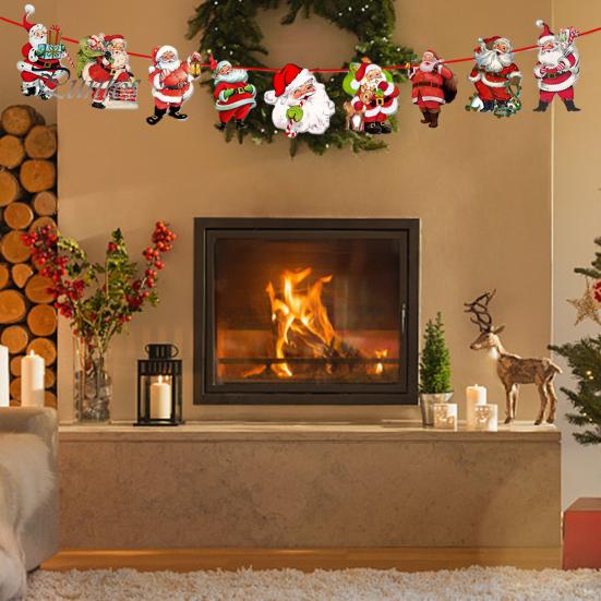200 СМ Рождественский Баннер Бумага Санта Лось Дерево Многоразовый Праздник Крытый Открытый Рождественский Настенный Флаг Бантинг Гирлянда Украшения Подвеска Фестиваль Подарок