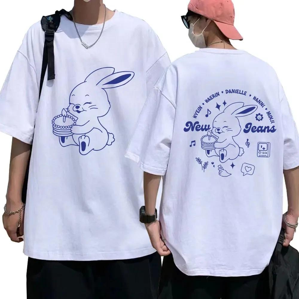 Plus-size Unisex Dress NewJeans Bunny Graphic T Shirt Fashion Harajuku T-Shirts Unisex Women Kpop Short Sleeve Cotton T-Shirt Unisex