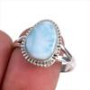 Natural Republic Larimar Gemstone 925 Solid Silver Jewelry Ring Size 9.5 A0o36