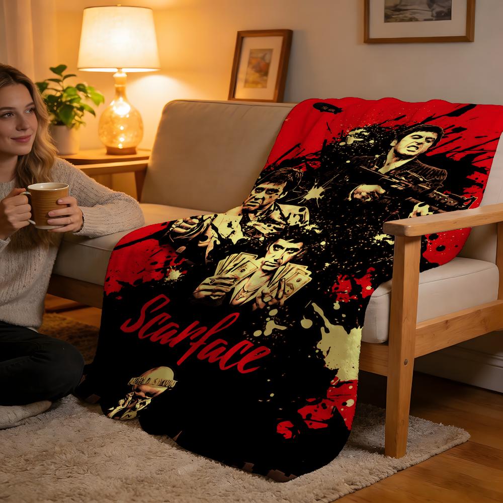 Throw High-Density Short Plush Blanket For Sofa Nap Air-Conditioned Room Soft Skin-Friendly Classic Movie Scarface