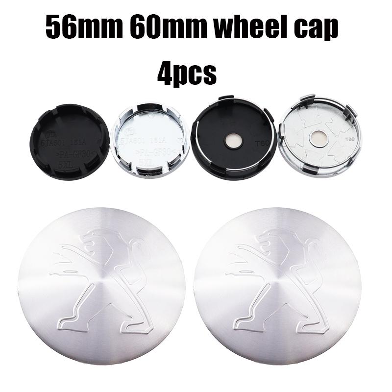4pcs 3D 56mm 60mm Peugeot new Car emblem Wheel Center Hub Cap auto Rim refit dust-proof badge covers sticker styling accessories