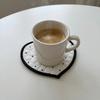 Washable Heart-shaped Bowl Pad Romantic Coaster Portable Quilted Mat  Photography Props