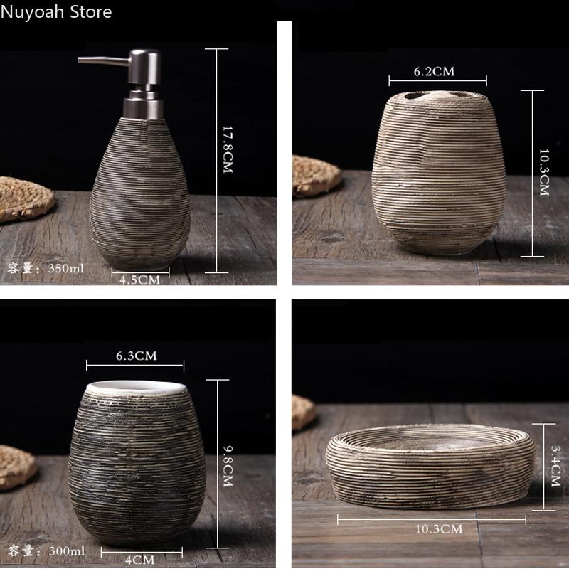 Ручная роспись Европейский стиль Ванная комната Пятипредметный керамический флакон для лосьона Набор принадлежностей для ванной комнаты Аксессуары для декора ванной комнаты
