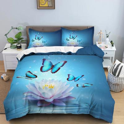 Пододеяльник Galaxy Lotus размера King Size Full Twin Синий Цветок Луна Постельный Комплект Для Подростков Взрослых Богемный Цветочный 2/3 шт.