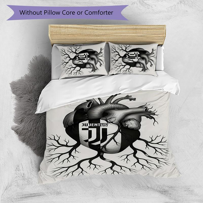 3pcs Football club logo pattern bedding set duvet cover set includes duvet cover &pillowcases,perfect all season bedroom decoration&gift
