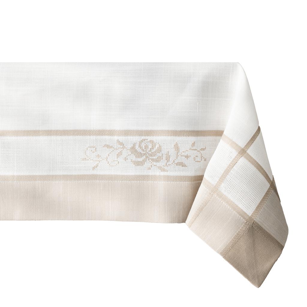 Astra Tablecloth with Embroidery Fabric White with Flowers 120x160