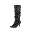 Pointed stiletto high boots belt buckle knight women's boots 2026 autumn and winter new stacking boots long boots over the knee fashion boots