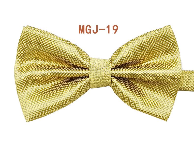 Men's Solid Black Double Layer Bow Tie - British Cube Grid, 27 Colors Available for Formal Events and Weddings.