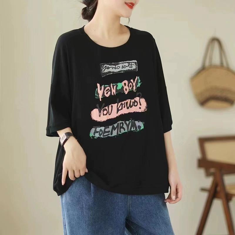 Dimanaf 2025 Летняя футболка Женская с коротким рукавом Свободные топы Футболки