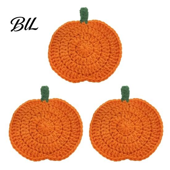 Coffee Table Mats Handmade Crochet Pumpkin Coasters, Soft Polyester Mats, Decorative Fall Coasters Autumn Themed Farmhouse Dining Accessories