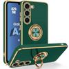 Protective Case - BOOLING - for Samsung Galaxy A25 5G - Flexible Silicone - 360° Rotating Stand - Night Green