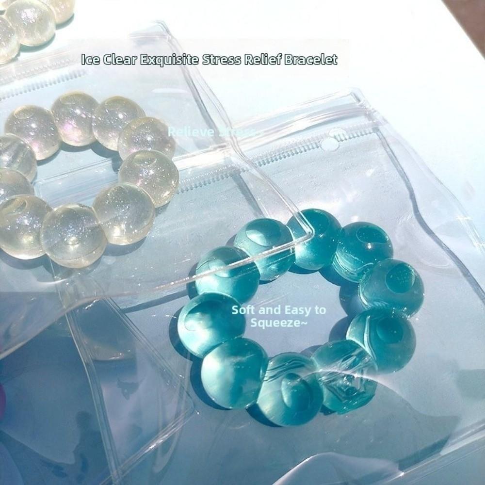 3PCS TPR Soft Crystal Bead Squeeze Bracelet Sensory Stress Wristband Birthday Gift