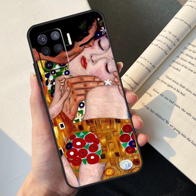 Чехол с рисунком «Поцелуй» Густава Климта для Oppo A80 A60 A40 A78 A38 A18 A98 A58 A96 A76 A16 A94 A74 A54 A15 A17 A57 A77 A5 Pro
