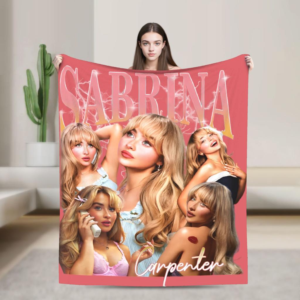 Sabrina Carpenter Album Flannel Blanket Super Soft Throw Blanket for Outdoor Airplane Travel Funny Bedspread Sofa Bed Cover