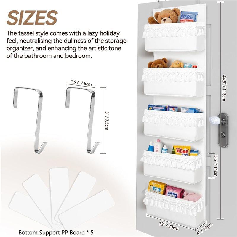 M-Modern-Hanging Organizer Over The Door, 5 Pockets Boho Style Nursery Decor For Baby Room Space Saving Storage Solution
