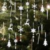 18 Pcs Acrylic Elk Snowflake Icicle Ornaments Lovely Christmas Tree Decorations For Home Party Outdoor Indoor
